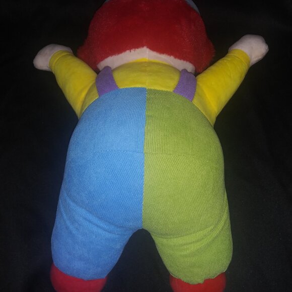 Red Hair Clown Stuffed Plush Corduroy Pants Purple Polka Dot Hat 16 Inch Toy - Picture 3 of 6